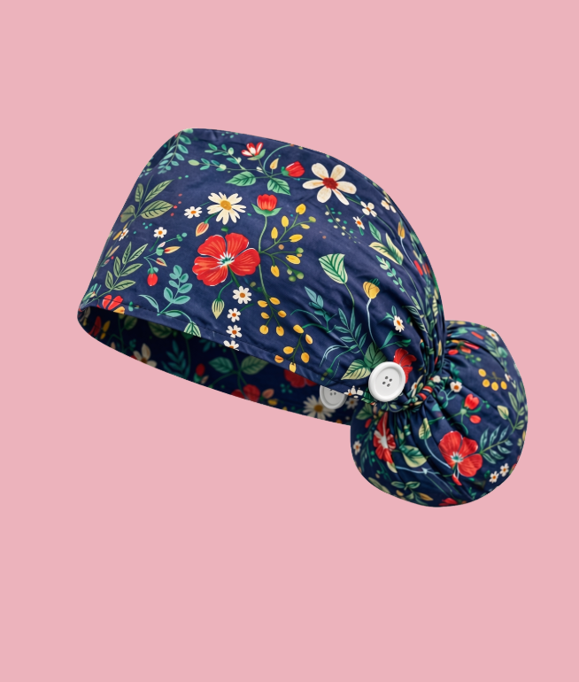 Floral Scrub Caps